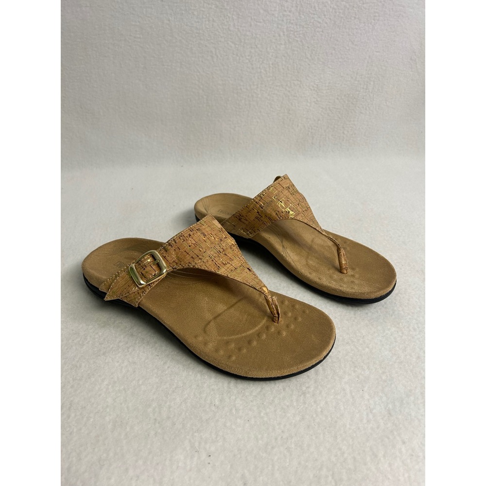 Boho Comfort Dream Pairs Womens 8 Gold Cork Thong Sandals Beach Travel